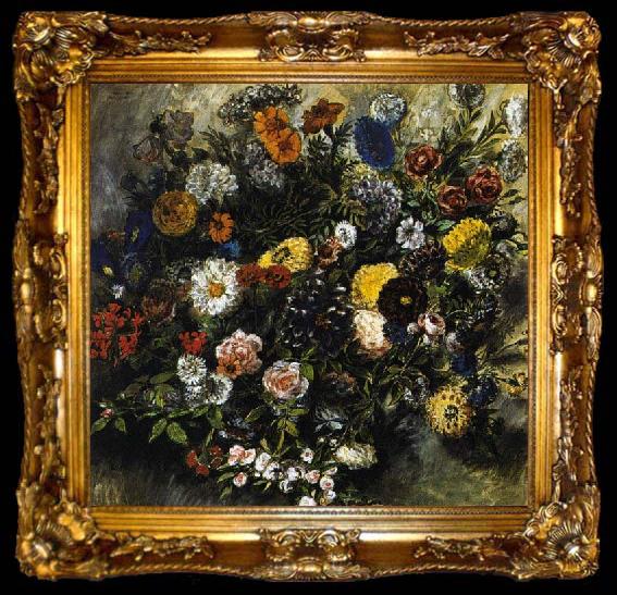 framed  Eugene Delacroix Bouquet of Flowers, ta009-2